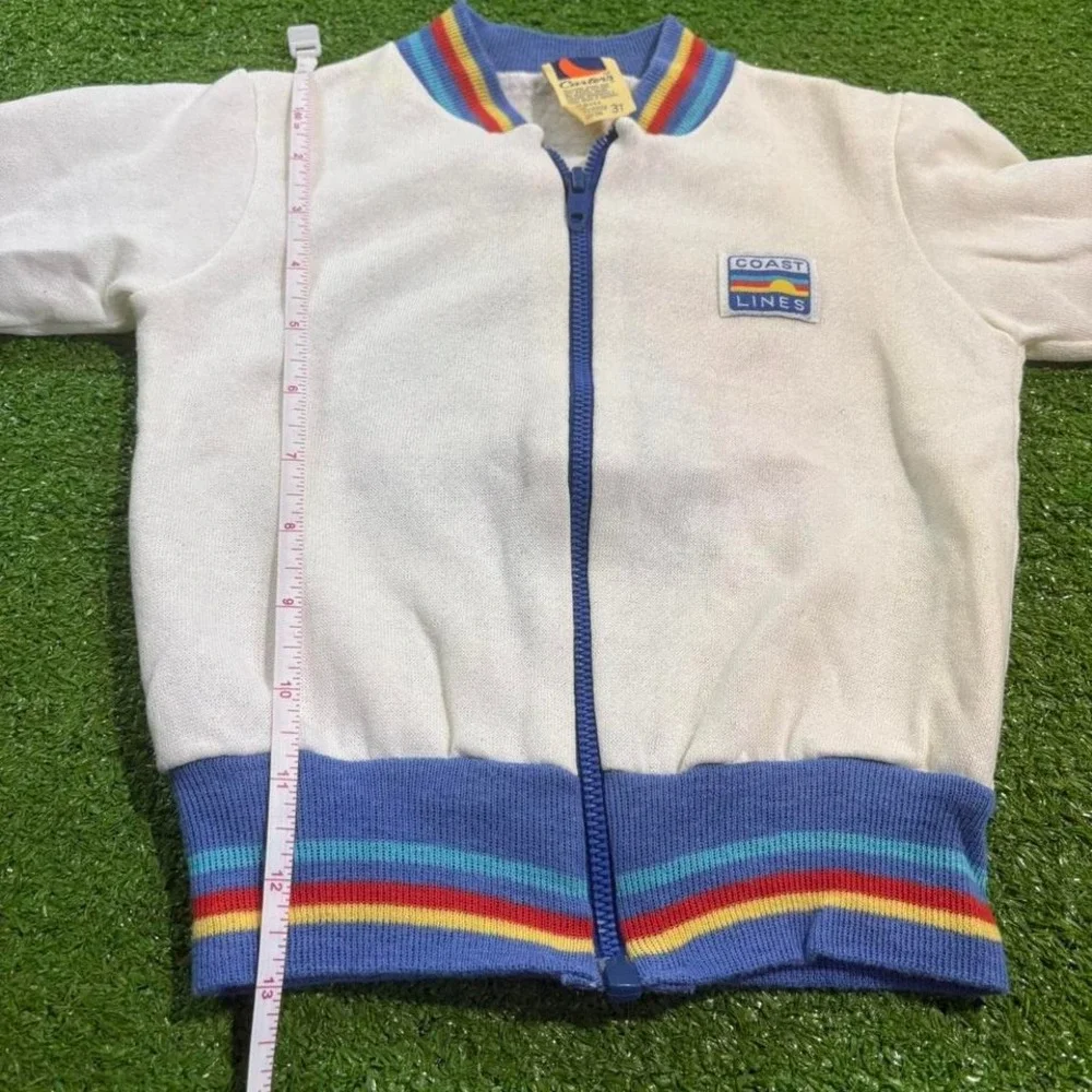 Vintage 70s Carters Toddler 3T Zip Up Jacket‎ Retro Coast Lines Groovy